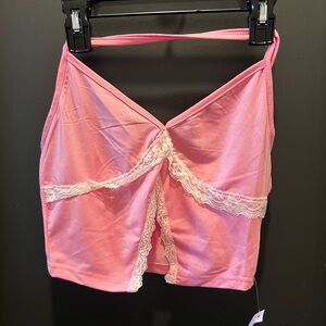 Boutique Pink Lace Crop Top